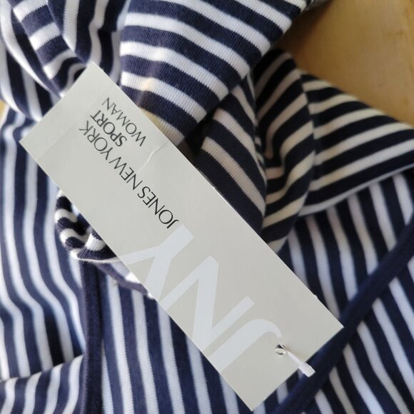 Jones New York Sport Women Top 1X Plus 3/4 Sleeve Blue White Stripe STR37E - Picture 9 of 9